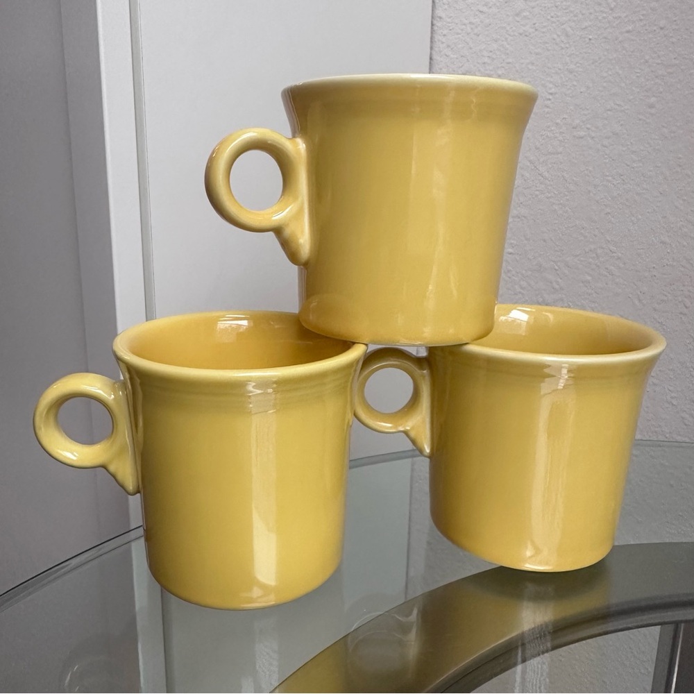 Set of 3 Fiesta Fiestaware HLC Sunflower Yellow Coffee Mug 3.5" W/ Ring Handle